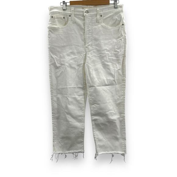 Madewell The Perfect Vintage Crop Jeans in Tile White: Raw-Hem Edition Sz 31 - Picture 3 of 16